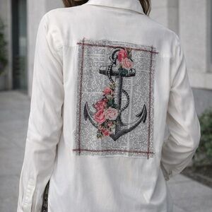 Paul Smith White Button-Down Shirt with Floral Accents